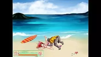Abspielen Süße 18-jährige Dame hat Sex mit Monstermännern in einem Strand-Hentai-Spiel