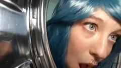 Afspelen Curvy milf vast in de wasmachine krijgt een romige verrassing
